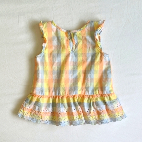 joe fresh eyelet cotton peplum top pastel picnic gingham 18-24 months baby girl - Picture 4 of 6